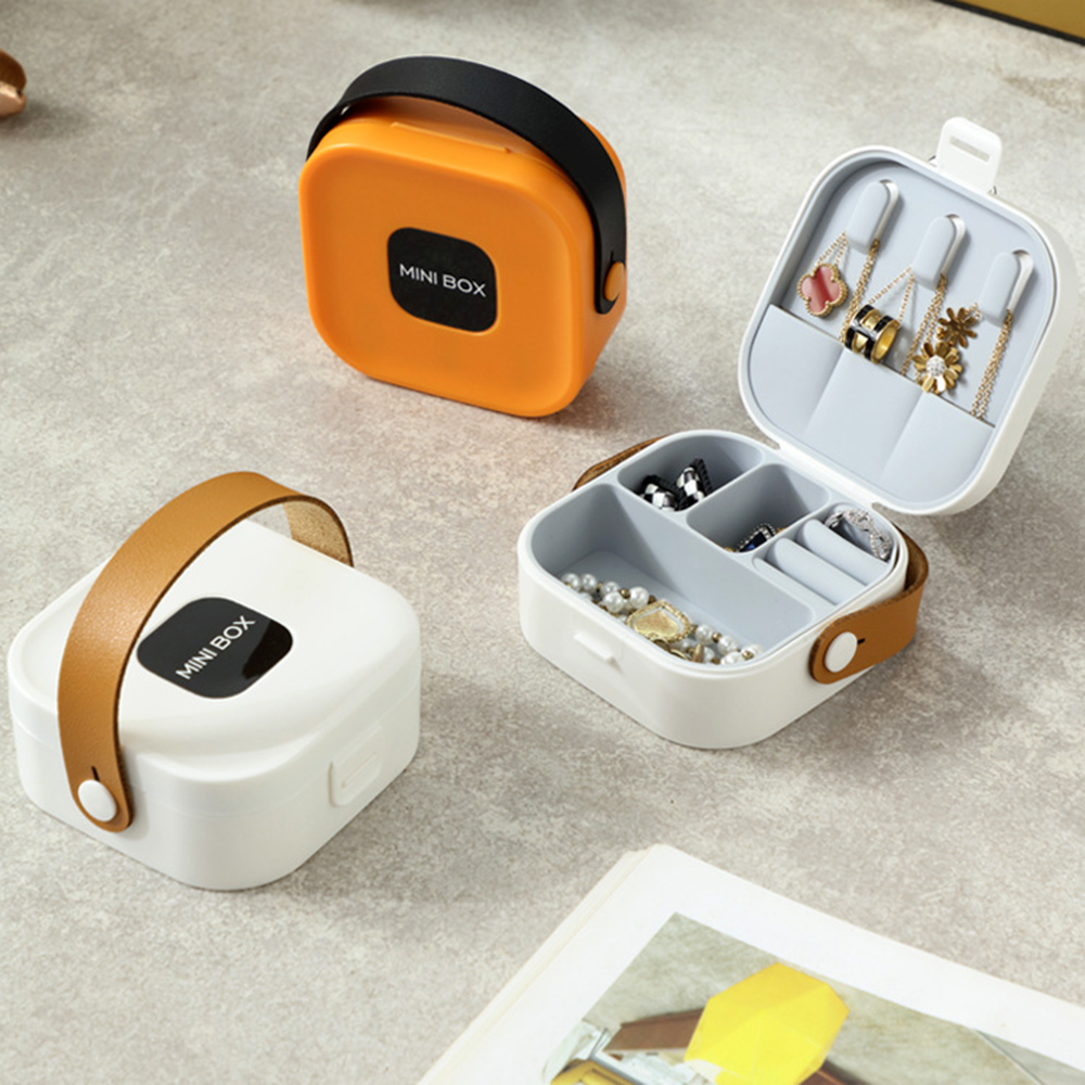 Jewelry Organizer Box | Portable Jewelry Storage Box | Sleek | Portable | Multi-Functional Travel Jewelry Organizer | Durable | Compact Ring | Necklace | Earring Storage Boxes With Mirror | For Travel | Home | Gift Option - Random Color
